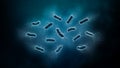 Group of bacteria, such as Escherichia or E. Coli, or bacilli 3D rendering illustration. Microbiology, biology, medical,