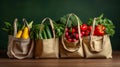 Photo of bags filled with a variety of fresh vegetables