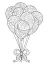 Group of balloons on a string coloring vector for adults