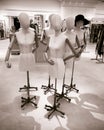 A group of bare mannequins