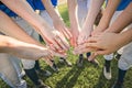 Group of baseball players with lot of hand Royalty Free Stock Photo