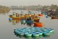 Group of basket boats on the river