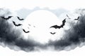 Group of bats flying through a cloudy sky Royalty Free Stock Photo