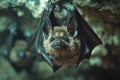 Group of bats hanging upside down in cave Royalty Free Stock Photo