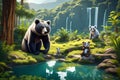 Group of Bears Amidst Nature\'s Scenery
