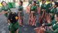 A group of beautiful dancer girls from Yogyakarta with beautiful Javanese traditional dance costumes.
