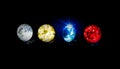 Group beautiful diamond at blue red yellow and clear Royalty Free Stock Photo