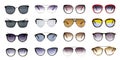Group of beautiful sunglasses isolated on white background. Royalty Free Stock Photo