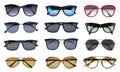 Group of beautiful sunglasses isolated on white background. Royalty Free Stock Photo