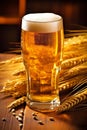 beverage glass pint alcohol drink gold beer foam lager pub. Generative AI. Royalty Free Stock Photo