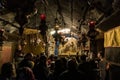 A group of believers holds a joint prayer in the Christmas Cave in the Church of Nativity in Bethlehem in Palestine