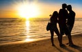 Group of best friends talking and enjoying sunset