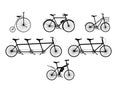Group of Bicycle silhouettes,Vector illustrations Royalty Free Stock Photo