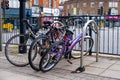 Group of Bicycles Chained Up To Prevent Theft With No People