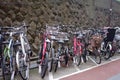 A group of bicycles left untidy