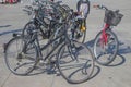 Group of bicycles in the row. Bycicle rent in Batumi Royalty Free Stock Photo