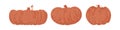 A large group of pumpkins for the fall season in the color orange. Cartoon style