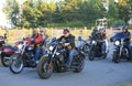 Group of bikers motorcycling during bikers rally Royalty Free Stock Photo