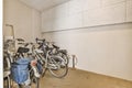 a group of bikes parked in a room