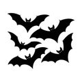Black bats flying in a circular pattern on white background Royalty Free Stock Photo