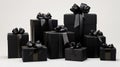 A group of black boxes with black bows Royalty Free Stock Photo