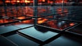 Solar sails: a cyber background with black and red squares and glowing wires, generative ai
