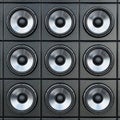 Group of black and silver loudspeaker. 3D illustration Royalty Free Stock Photo