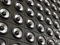 Group of black and silver loudspeaker. 3D illustration Royalty Free Stock Photo
