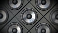 Group of black and silver loudspeaker. 3D illustration Royalty Free Stock Photo