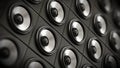 Group of black and silver loudspeaker. 3D illustration Royalty Free Stock Photo
