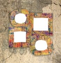 Group of blank colorful painted cardboard frames