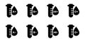 Group of Blood in Test Glass Tube Black Silhouette Icon. Positive and Negative O, A, B, AB Types of Blood Sign Set