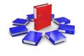 The group of blue folders office around the red fo