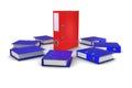 The group of blue folders office around the red fo