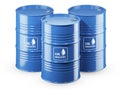 Group of blue metal barrels isolated on white background 3d Royalty Free Stock Photo