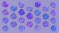 Group of blue and purple deformed spheres. Abstract illustration, 3d render