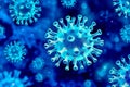 A group of blue viruses on a blue background Royalty Free Stock Photo