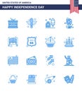 Group of 16 Blues Set for Independence day of United States of America such as plent; imerican; eagle; flower; ink bottle