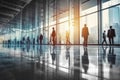 Group of Blurred Walking People in the Lobby Business Center Background Royalty Free Stock Photo