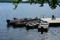 Fleet of small boats at dock