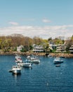 A group of boats in the harbor, Ogunquit, Maine Royalty Free Stock Photo