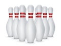 Group of Bowling Pins on White Background Royalty Free Stock Photo