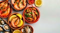 Group of Bowls Filled With Shrimp and Clams