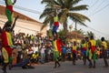 Group of boys performing during the Carnival Celebrations in the city of Bisssau