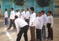 Group of Boys playing soccer in egypt Royalty Free Stock Photo