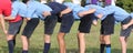 group of boys scout playing at leapfrog Royalty Free Stock Photo