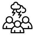 Group brainstorming icon, outline style
