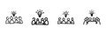 Group Brainstorming And Idea Generation Line Icon Set In Doodle Style. Collaborative Innovation And Teamwork Outline Royalty Free Stock Photo