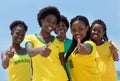 Group of brazilian fans at Copacabana beach at Rio de Janeiro