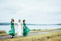 Group bride wedding summer outdoor. Ukraine Europe